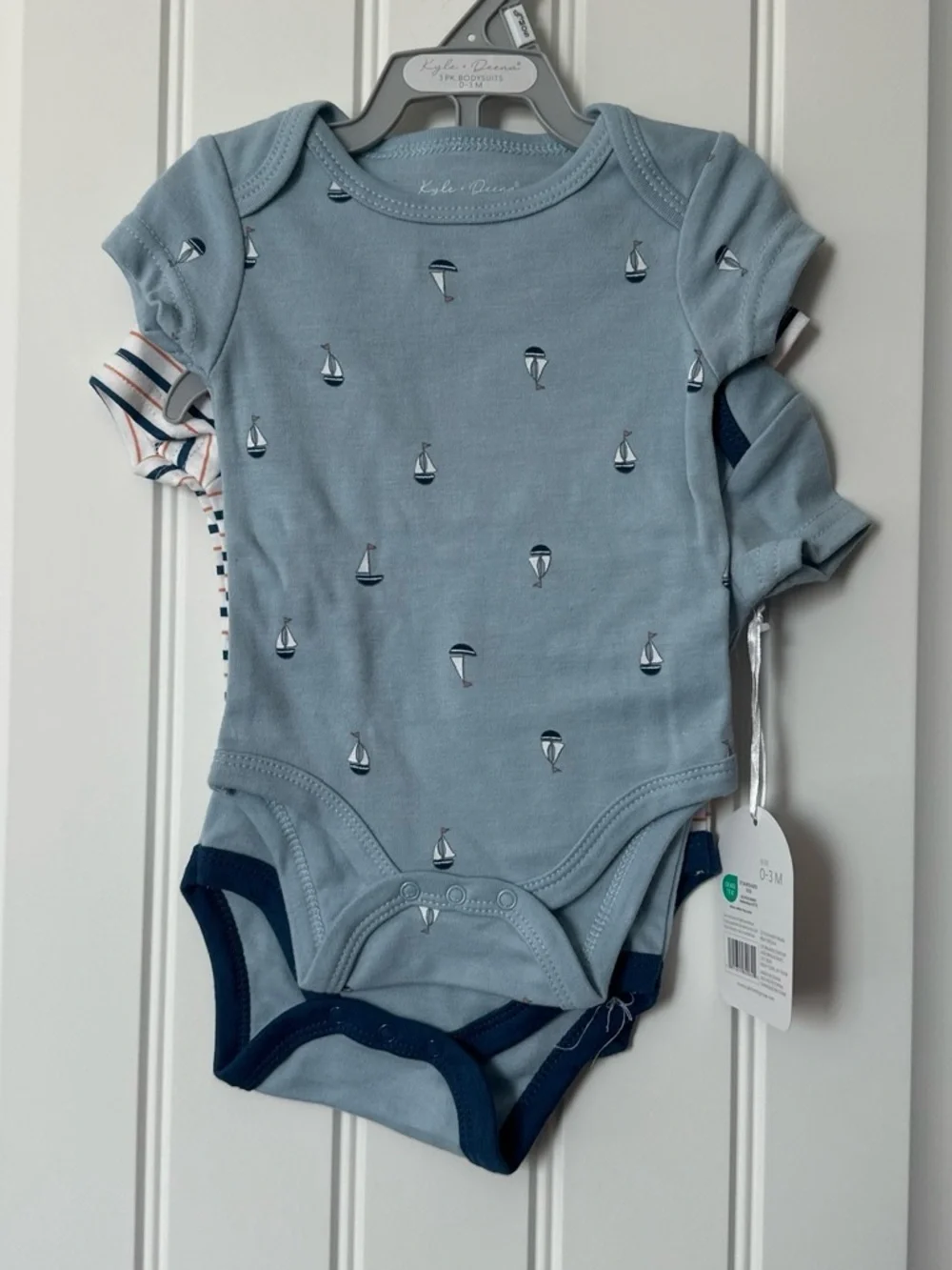Blue Nautical Sailboat Baby One-Piece 3 pack